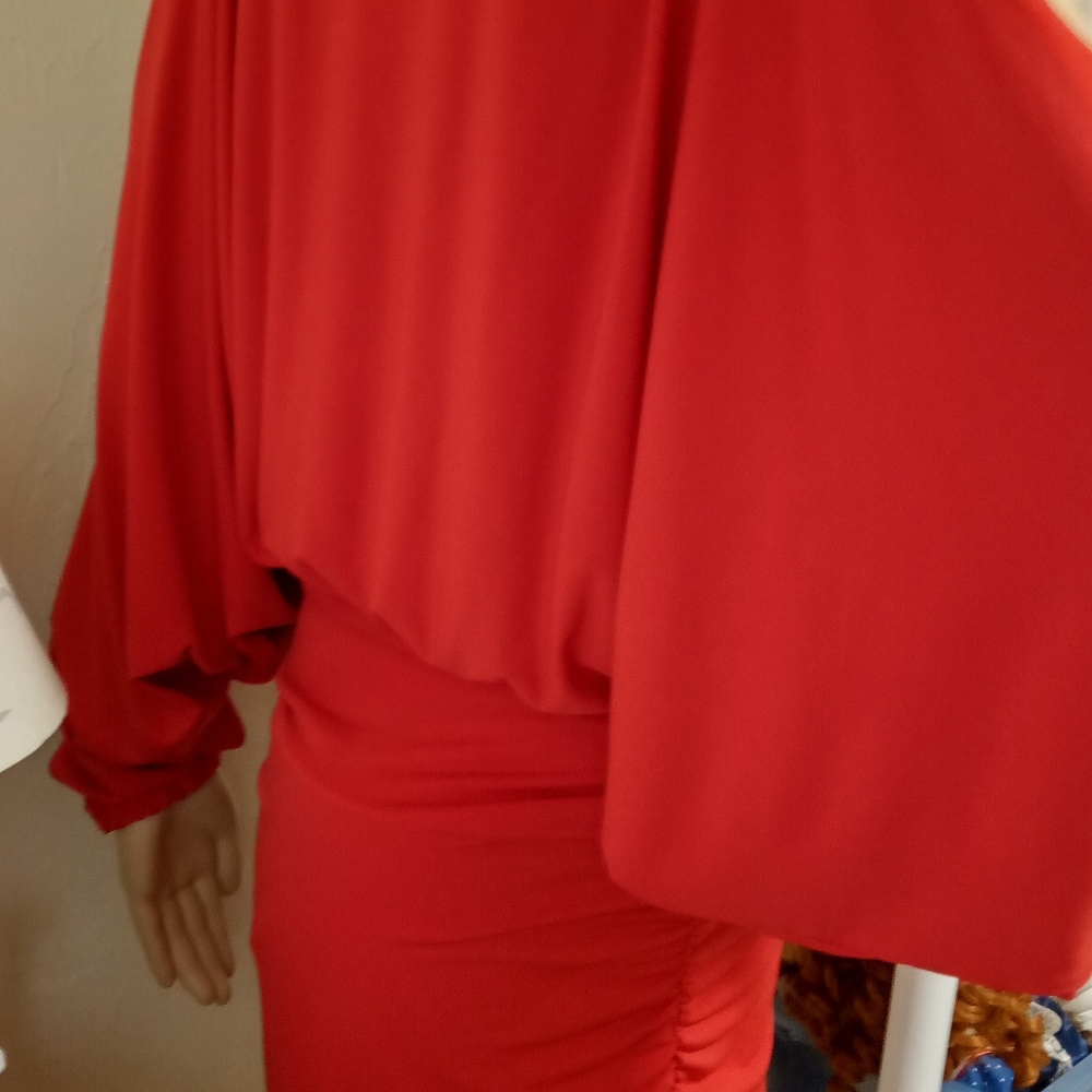 Boston Proper Heartthrob Red Dress Gold Accents Gem